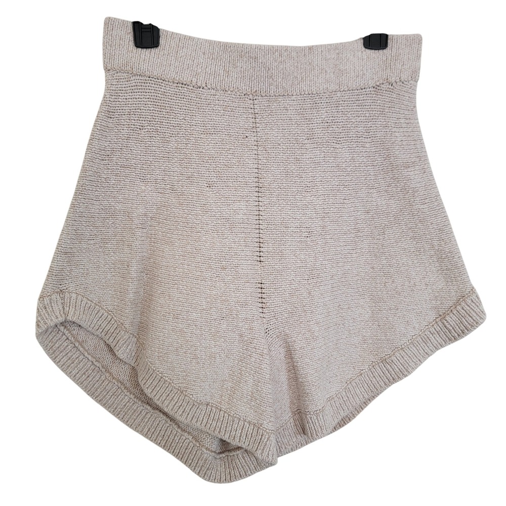 Free People FP Beach Knit Shorts Medium Oversized Oatmeal Beige Cotton Resort